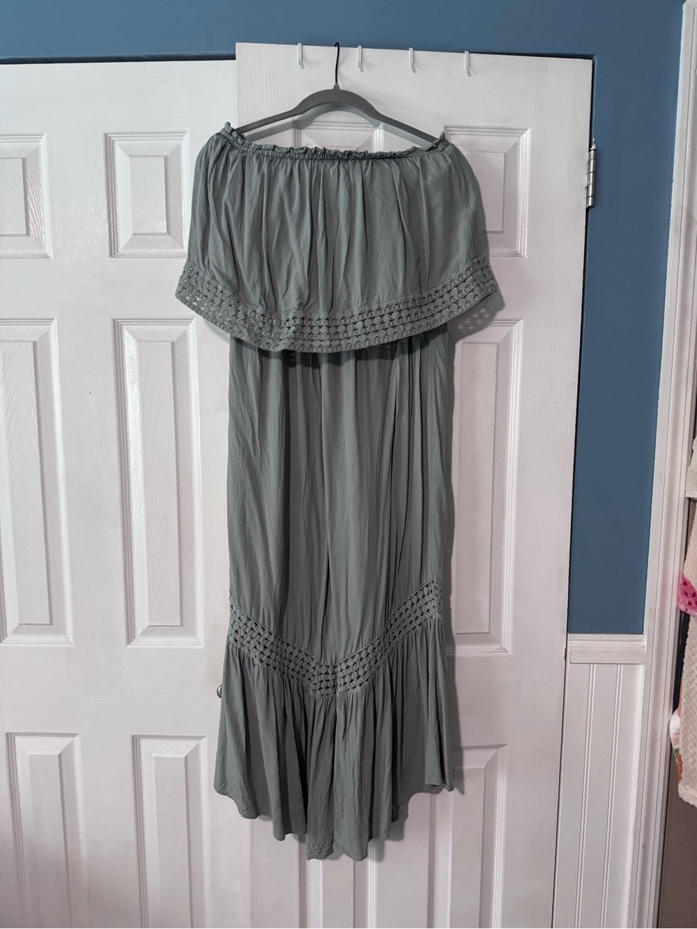 Japna Off-Shoulder Sage Green Boho Jumpsuit